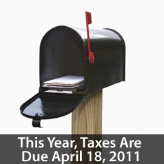 Taxes due April 18 2011