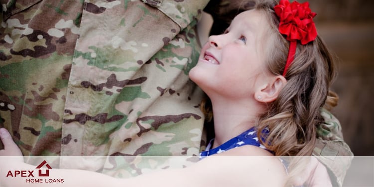 child hugging soldier